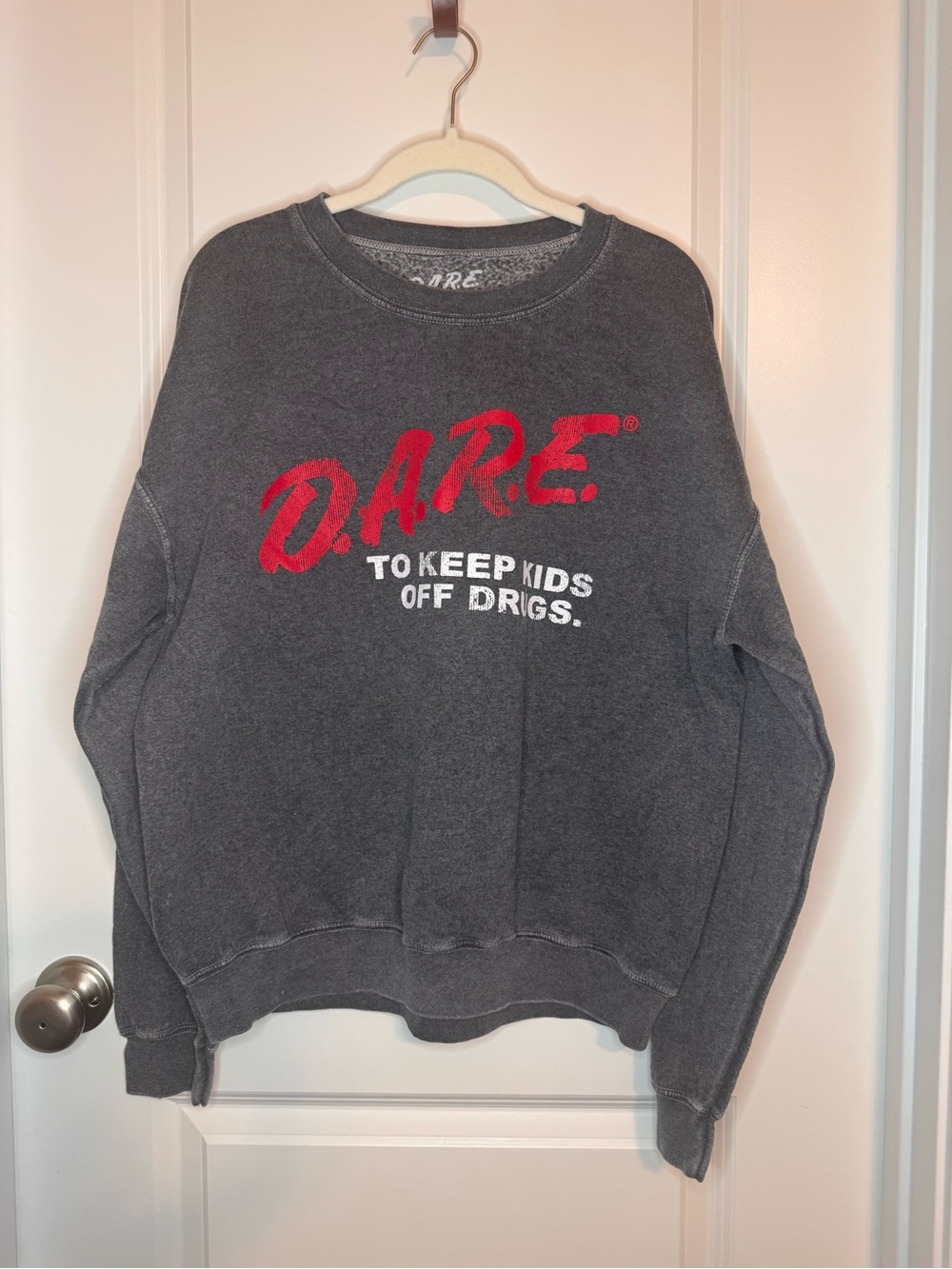 Crewneck Sweatshirt - Charcoal with Red and White Logo